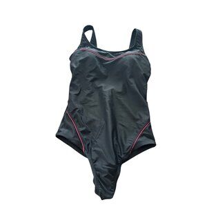 Catalina One-Piece Black Swimsuit Pink Accents Size S (4-6) Padded Stretchy